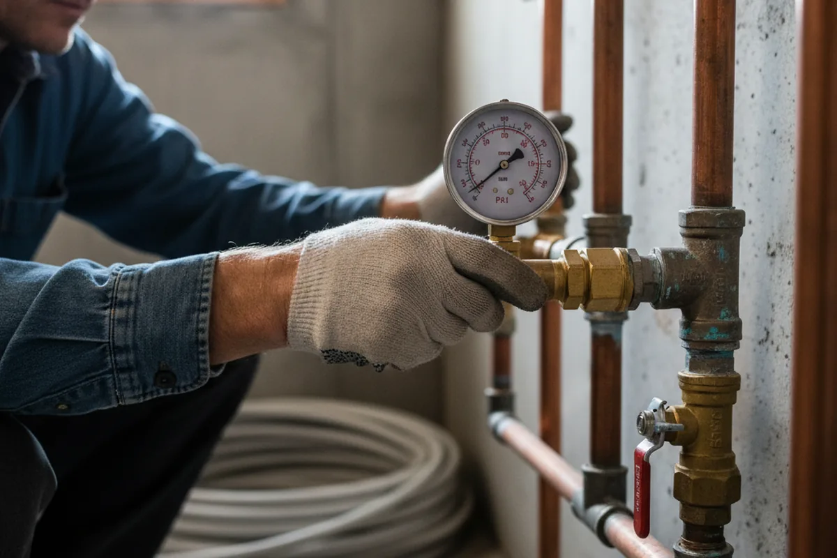 Pressure testing a repaired line during Water Line Repair in Bullville